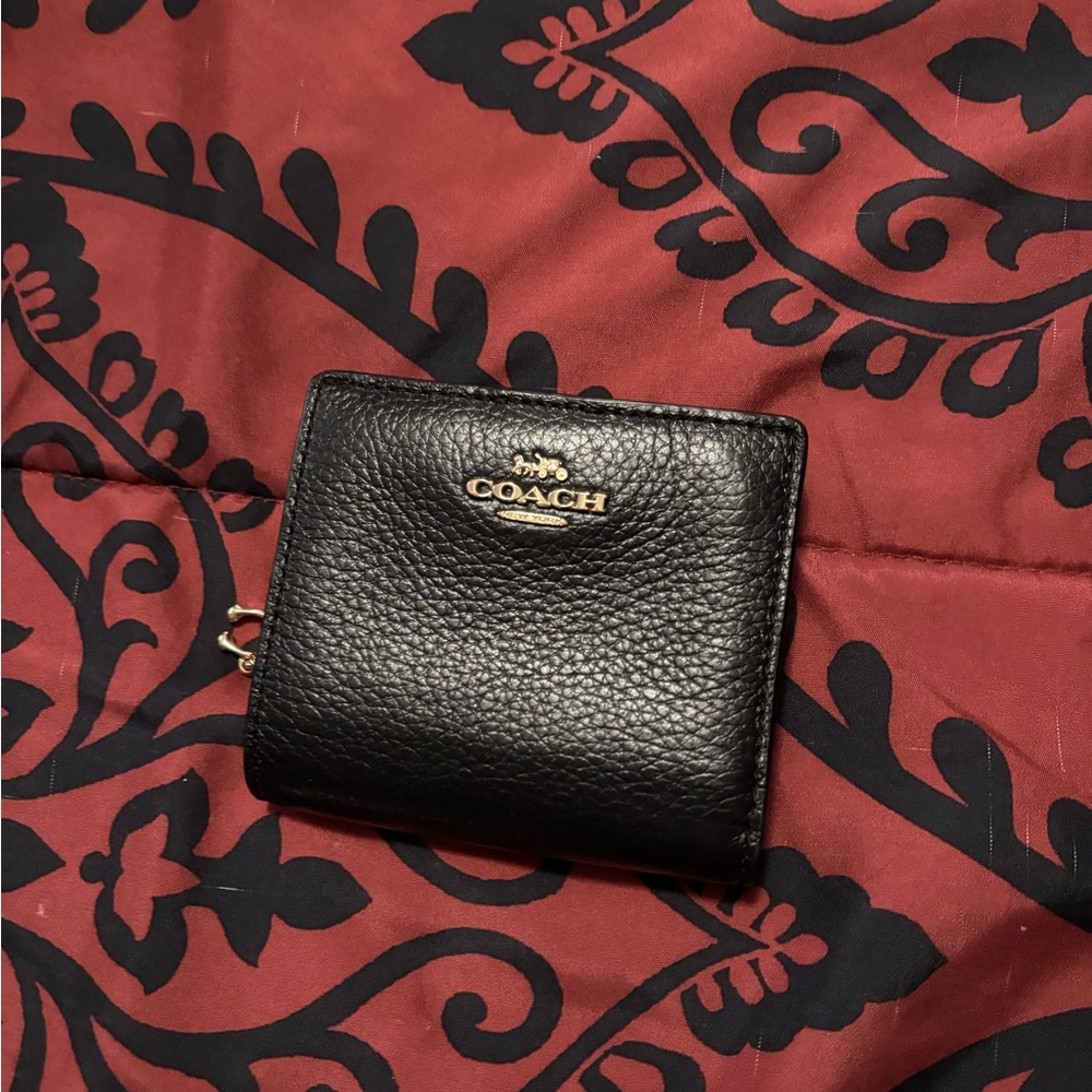 Coach Black Leather Compact Wallet